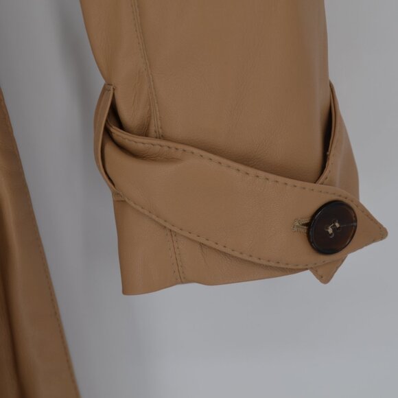 NEW Nanushka Chiara Vegan Leather Trench Coat Pale Camel Buttery Soft Women's S - Picture 7 of 12